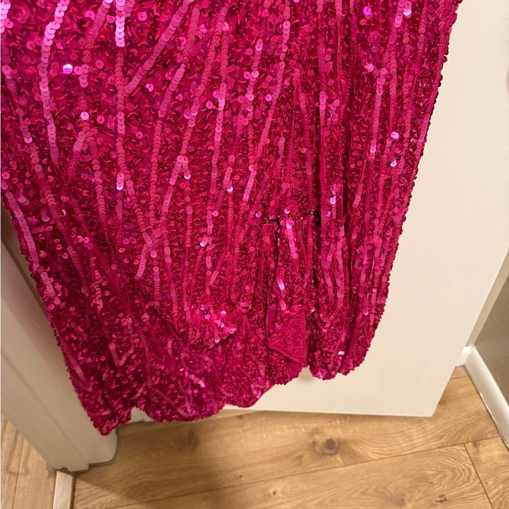 Riviera Pink Sequin Halter Prom Dress - Picture 12 of 15